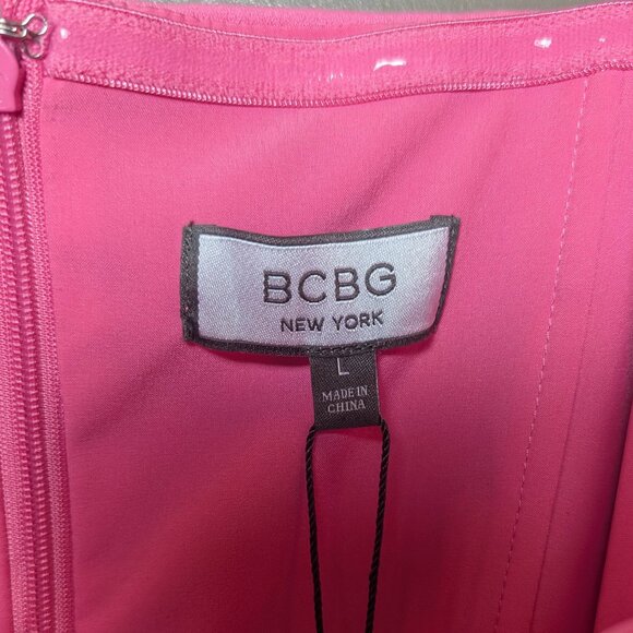 BCBG Colorblock Strapless Mini Dress in Pink and Fiery Orange, Size L - Picture 7 of 8